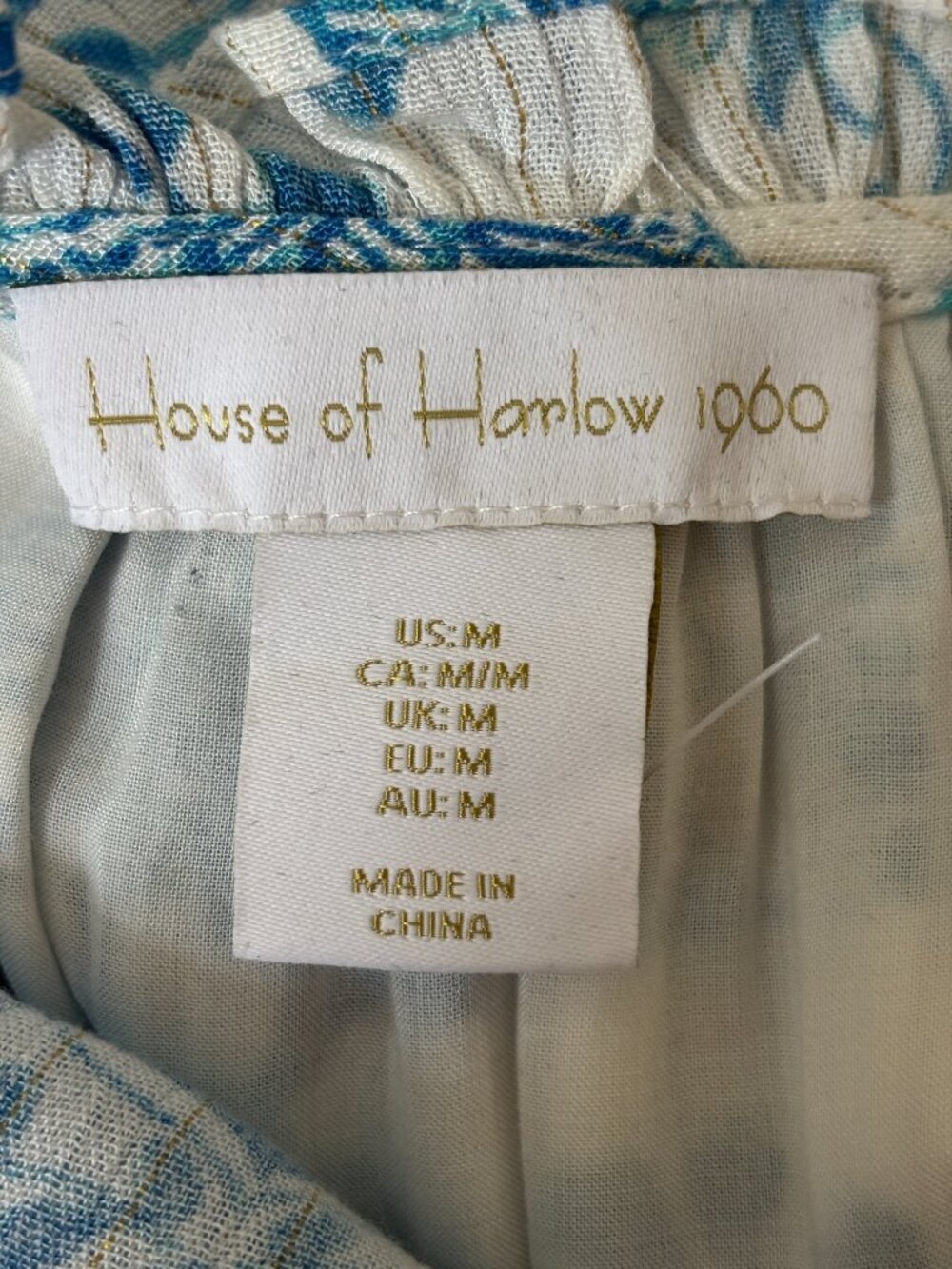 House of Harlow 1960 Blue Floral Tassel Tie Dress Medium Like New - Picture 4 of 6